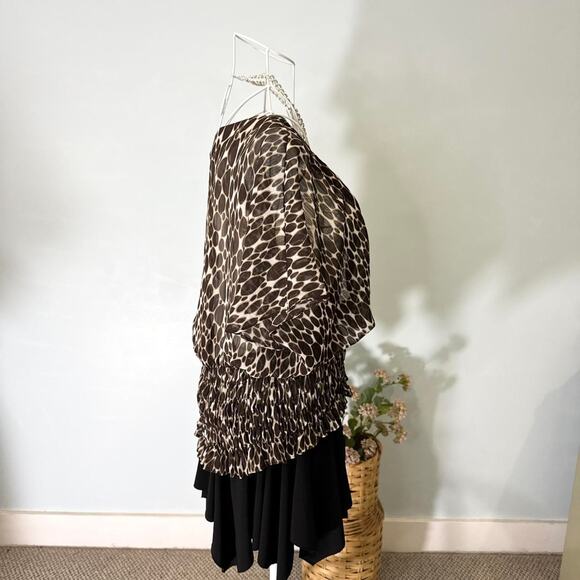 Cute vintage y2k leopard print babydoll wrap blouse top - Picture 4 of 7